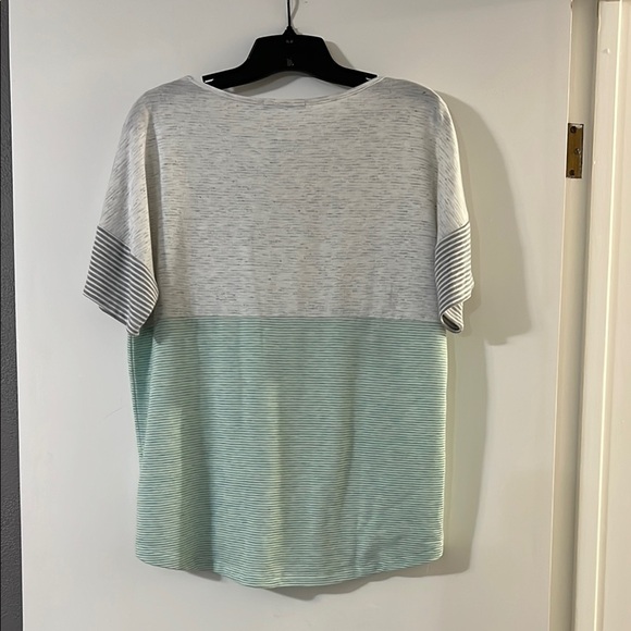 Pink Clover Light Green and Gray Striped Tee - Picture 5 of 6